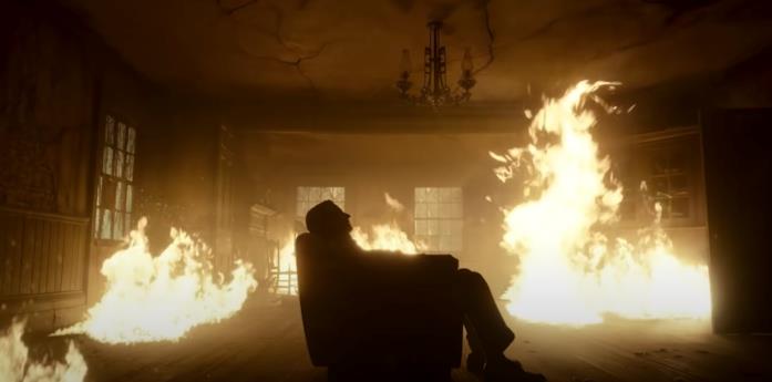 Nightmare Alley: il teaser trailer Bradley Cooper seduto in poltrona mentre tutto brucia