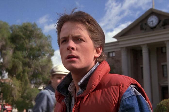 Un'immagine di Michael J. Fox come Marty McFly
