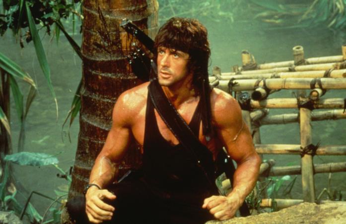 Sylvester Stallone in una scena di Rambo II