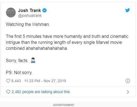 Josh Trank dice la sua sulla polemica Scorsese vs Marvel Il post di Josh Trank su Twitter poi cancellato