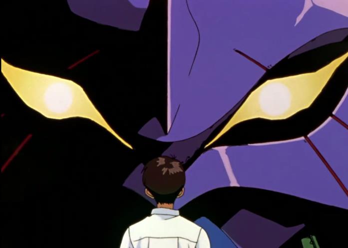 L'Eva-01 viene pilotato dal protagonista Shinji faccia a faccia con l'Eva-01
