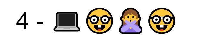 Che serie è? Quiz difficile 4 Emoji Computer nerd ragazza a braccia incrociate nerd