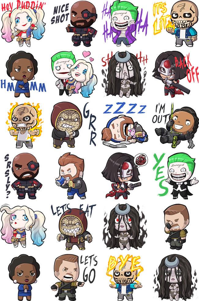 Suicide Squad Stickers I personaggi di Suicide Squad in versione sticker