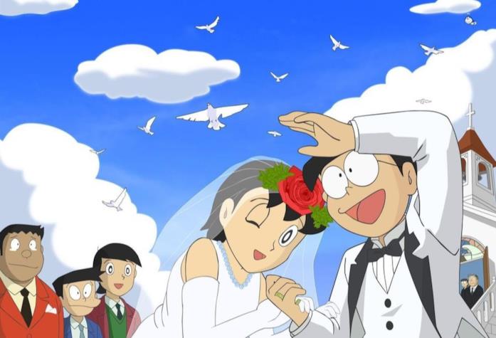 Nobita sposa la sua amata Shizuka nel finale "ufficiale" Nobita e Shizuka sposi