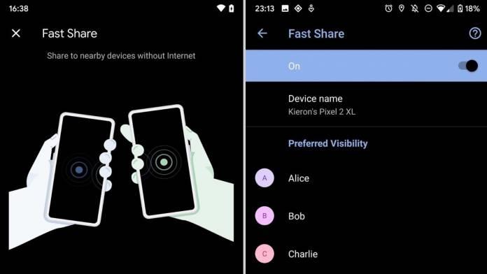 Fast Share visibilità Fast Sgare permette di selezionare a chi rendere visibile il dispositivo