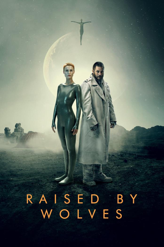 Il poster di Raised by Wolves Amanda Collin e Travis Fimmel nella locandina di Raised by Wolves
