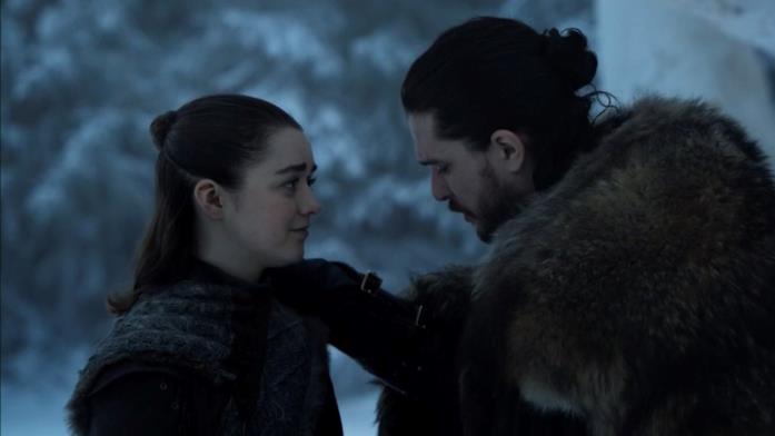 Game of Thrones: cosa c'è a ovest di Westeros e cosa significa il viaggio di Arya? Maisie Williams e Kit Harington in Game of Thrones 8x06