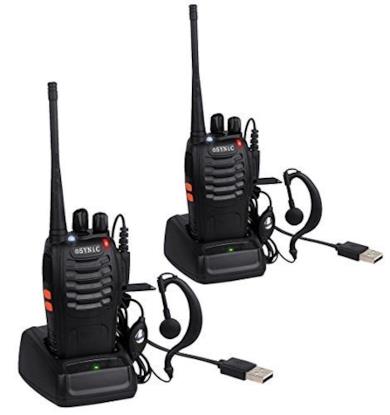 ESYNiC 2pz Walkie Talkie Lunga Distanza Due-Via Radio UHF 400-470MHz con Auricolari Originali - FM 16CH Singola Banda Ricetrasmittente Handheld per Campo di Sopravvivenza Ciclismo ed Escursione