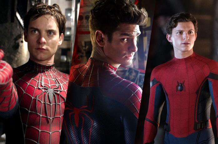 Da sinistra nei panni di Spider-Man: Tobey Maguire, Andrew Garfield e Tom Holland