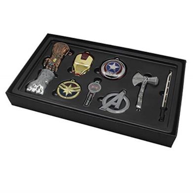 Endgame Keychain Lega Collana Portachiavi Ciondolo 9pcs Accessori Pendente Costume Cosplay Movie per Adulti Fancy Dress Gioielli Collezione Regali Box Set (Argento)