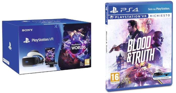 Bundle PS VR Mk4 + Camera + Gioco VR Worlds (Voucher) + Blood & Truth in offerta per l'Amazon Prime Day Playstation 4 - PS VR Mk4 + Camera + Gioco VR Worlds (Voucher) + Blood & Truth