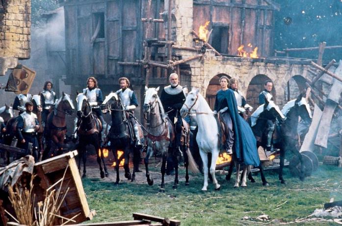Richard Gere, Sean Connery e Julia Ormond in una scena del film Il primo cavaliere