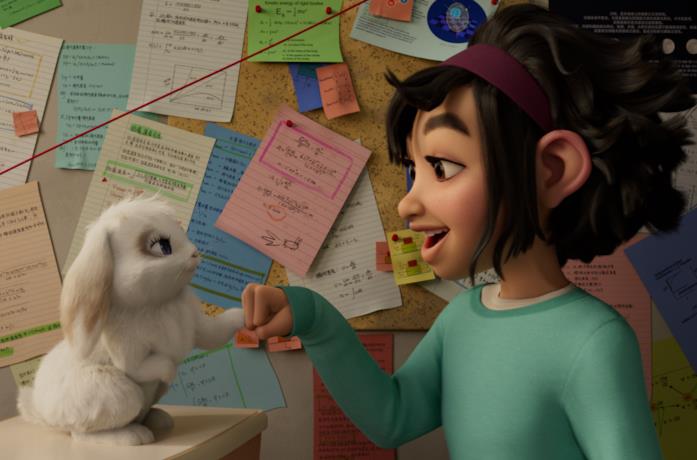 La protagonista di Over The Moon gioca col suo coniglietto