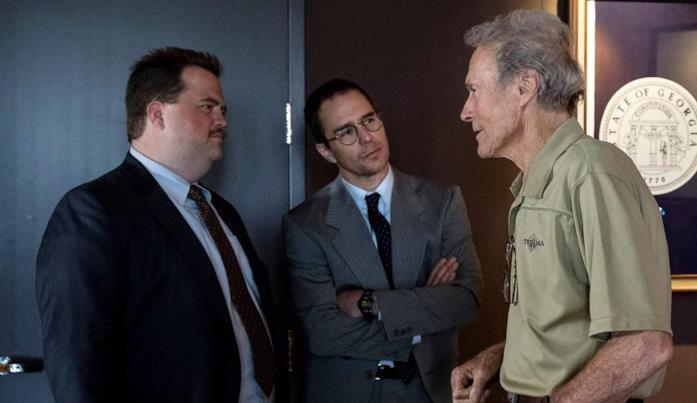 Clint Eastwood, Paul Walter Hauser e Sam Rockwell Clint Eastwood, Paul Walter Hauser e Sam Rockwell sul set