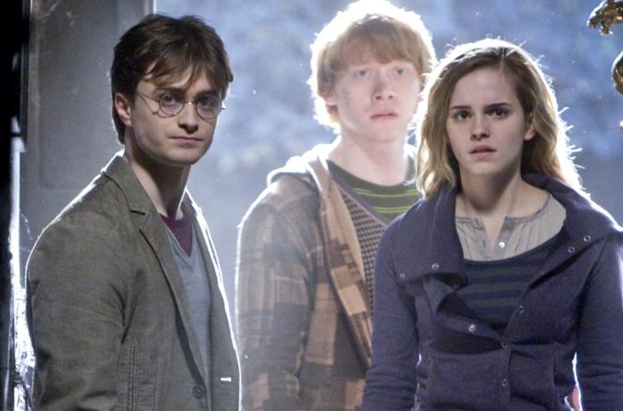 Daniel Radcliffe, Rupert Grint ed Emma Watson in Harry Potter e i doni della morte - Parte I