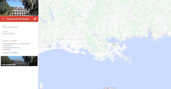 La mappa con le location dei film horror più famosi: La Destrehan Plantation, La mappa della Destrehan Plantation di New Orleans