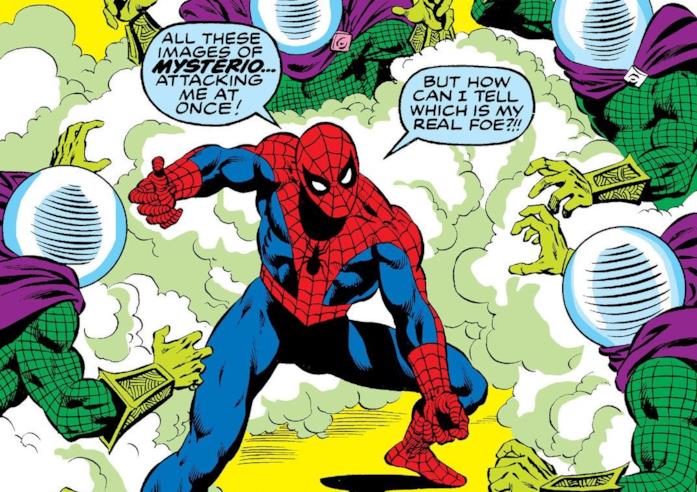 Spider-Man alle prese con una delle classiche illusioni di Mysterio Dettaglio della cover di Amazing Spider-Man #198
