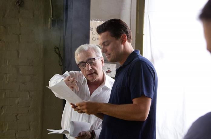 Martin Scorsese e Leonardo DiCaprio sul set di The Wolf of Wall Street