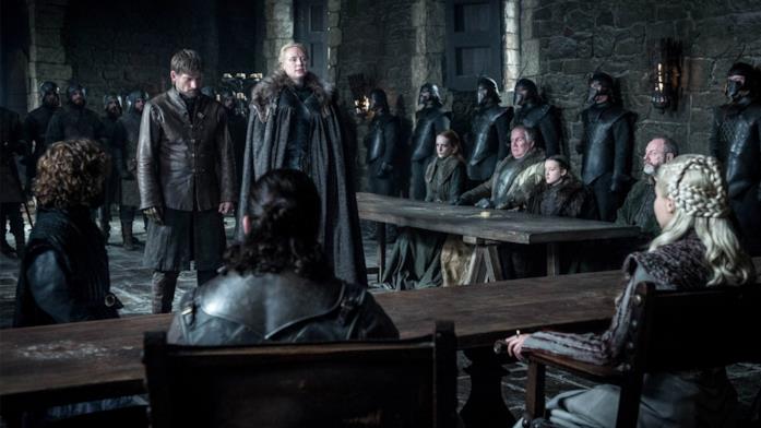 GoT 8: Brienne e Jaime Brienne e Jaime davanti a Daenerys, Sansa e Jon