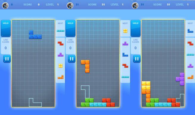 Il videogame Tetris su Messenger di Facebook Schermata del gioco Tetris su Messenger di Facebook