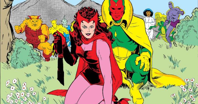 Wanda e Visione insidiati dai nipoti di Agatha Harkness Dettaglio della cover di Vision and the Scarlet Witch #3