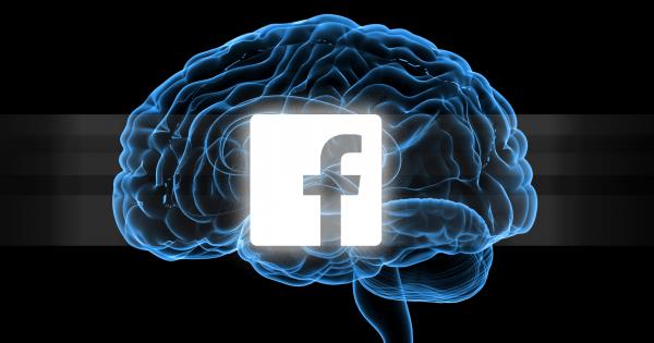 Il logo di Facebook su un immaginario cervello umano
