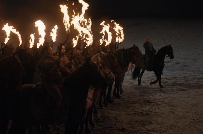 Una scena dalla Battaglia di Winterfell in Game of Thrones