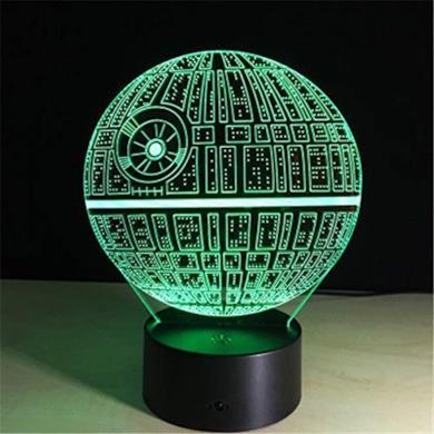 3D Illusion Night Light, 3D Death Star Night Lights Visualizzazione ottica Illusion Lamp Ds Platform 7 colori Cambia Touch Switch Lampada da tavolo