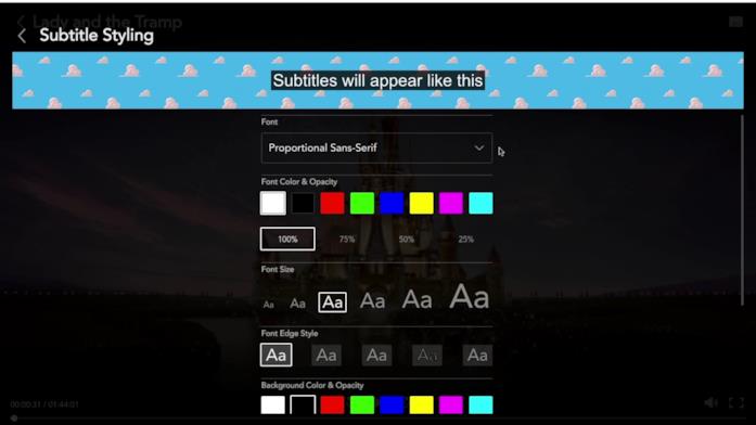 La configurazione dei sottotioli su Disney+ La configurazione dei sottotioli su Disney+