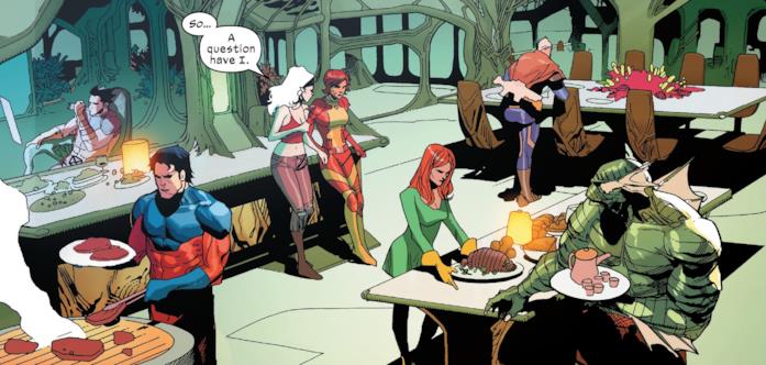 X Men X Men in una scena di relax nella cucina della Summer House