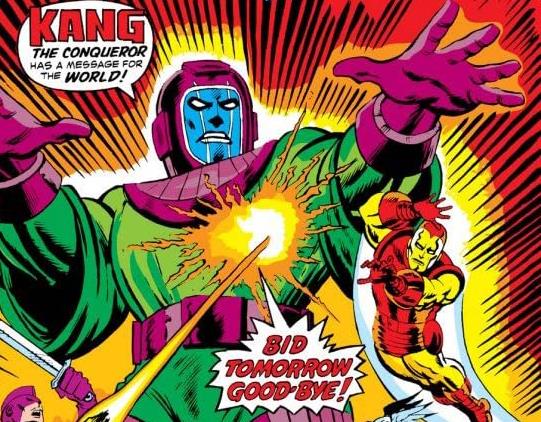 Uno dei tanti scontri tra i Vendicatori e Kang il Conquistatore Dettaglio della cover di Avengers #129