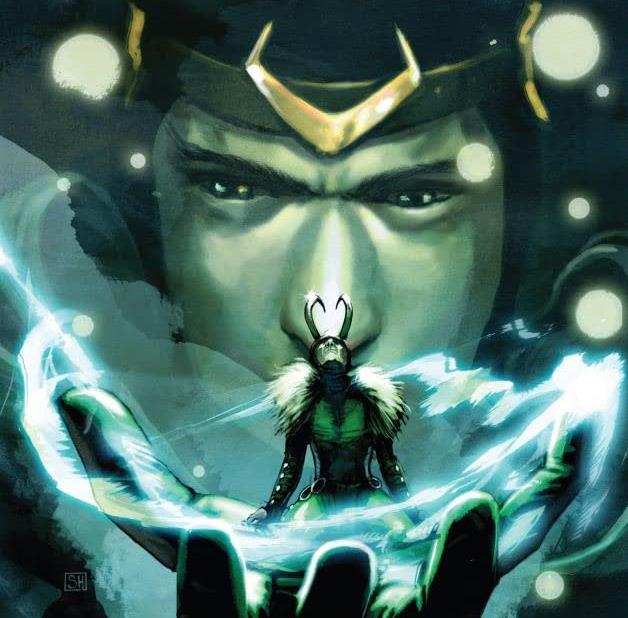 Loki che guarda sé stesso, riflettendo sulle incarnazioni passate Dettaglio della cover di Journey Into Mystery Vol. 1: Fear Itself