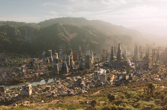Un'immagine di Wakanda dal film Black Panther
