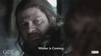 Ned Stark pronuncia la sua iconica frase Ned Stark pronuncia la sua iconica frase in una sequenza della prima stagione di Game of Thrones