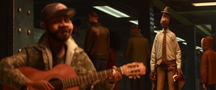 Soul, la nuova canzone del film nel nuovo trailer del film Soul, il protagonista guarda un uomo suonare la chitarra