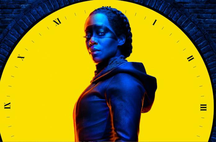 Un'immagine dell'attrice Regina King nel poster di Watchmen