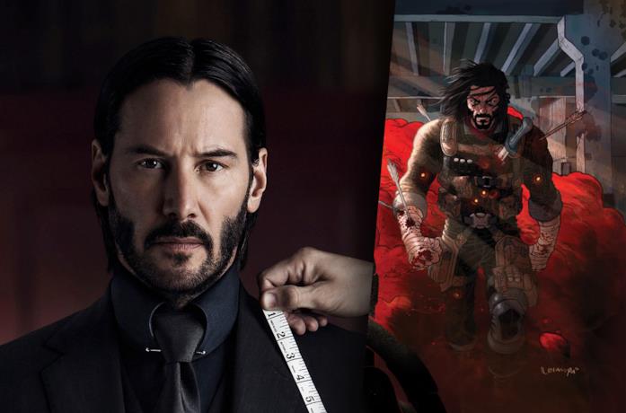 John Wick (sinistra) e la copertina di BRZRKR #1 (destra)
