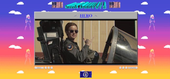 Screen del sito ufficiale di Captain Marvel