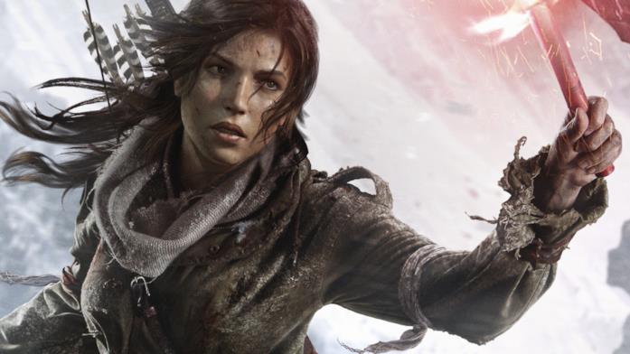 Un primo piano di Lara Croft in Rise of the Tomb Raider