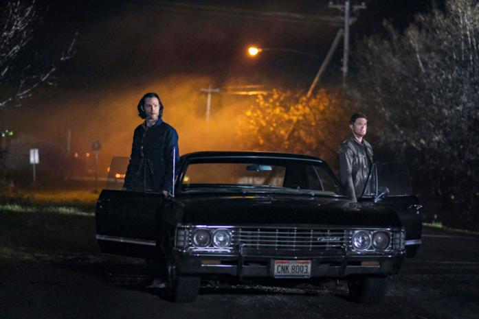 Jared Padalecki e Jensen Ackles sul set di Supernatural Jared Padalecki e Jensen Ackles in Supernatural