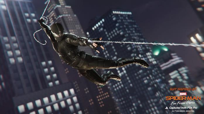 La Stealth Suit di Spider-Man: Far From Home arriva in Marvel's Spider-Man per PS4 Immagine promozionale della Stealth Suit di Marvel's Spider-Man per PlayStation 4