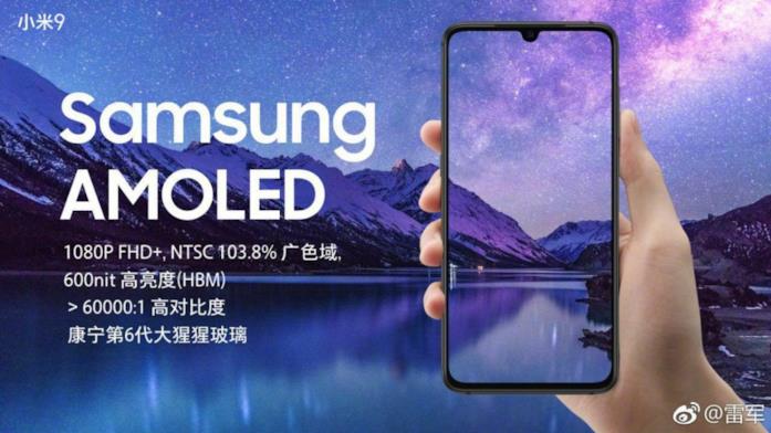 Xiaomi Mi 9 ha una tacca più piccola sul display, a forma di goccia Immagine promozionale di Xiaomi Mi 9