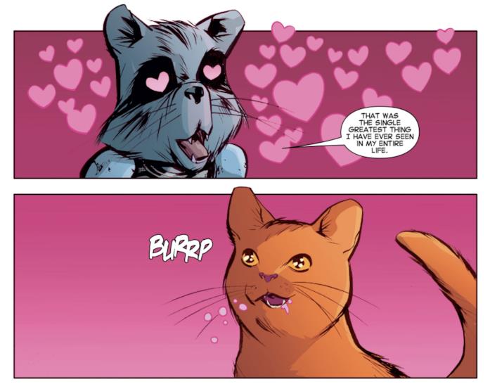 Rocket ringrazia Chewie Rocket innamorato del gatto di Carol Danvers