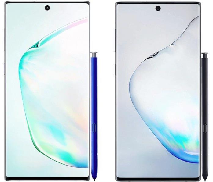 Design full screen per il Samsung Galaxy Note 10 La parte anteriore del Galaxy Note 10