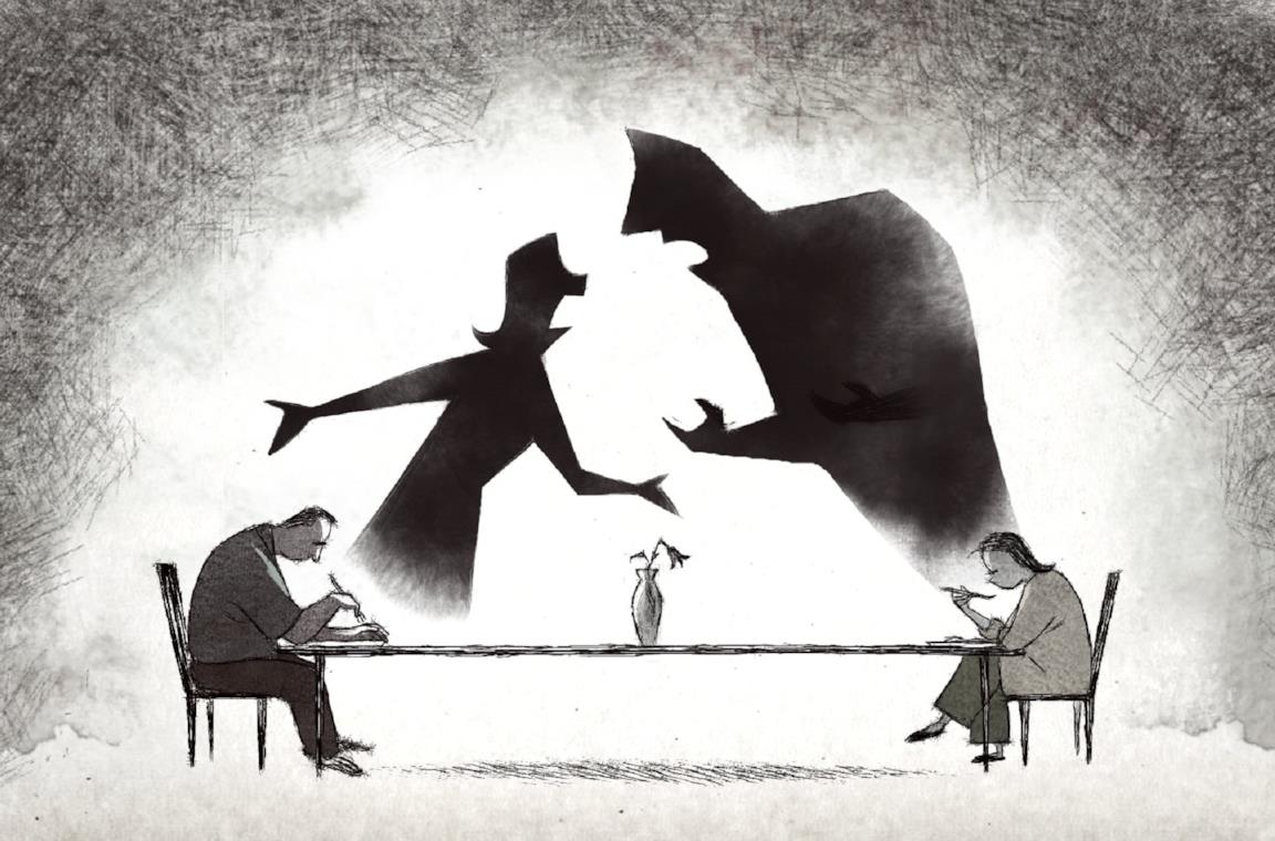 Una scena del corto animato Se succede qualcosa, vi voglio bene