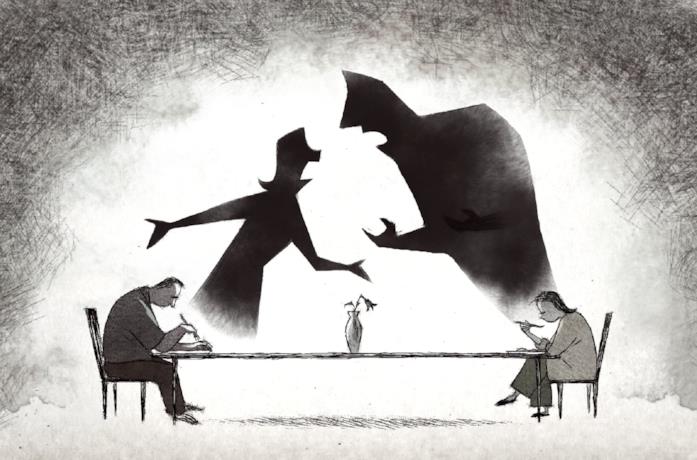 Una scena del corto animato Se succede qualcosa, vi voglio bene
