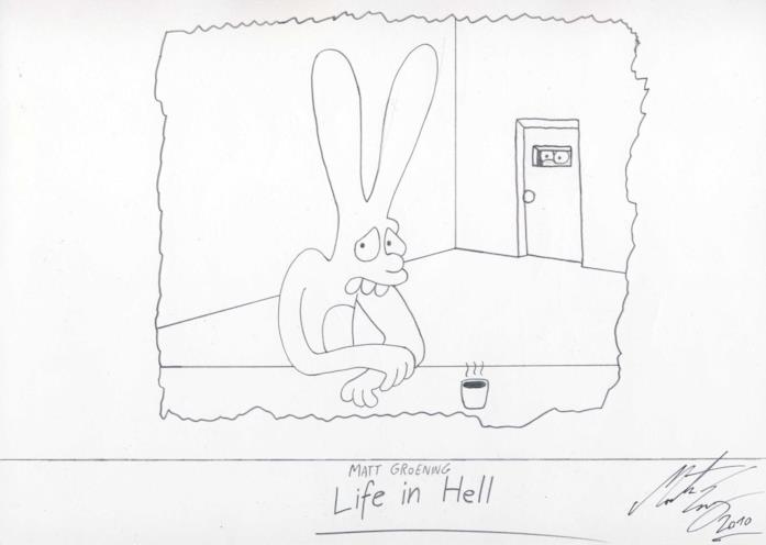 I Simpson: i migliori videogiochi fake ispirati a quelli reali Un disegno di Matt Groening da Life in Hell, celebre fumetto nato dalla mente del creatore dei Simpson