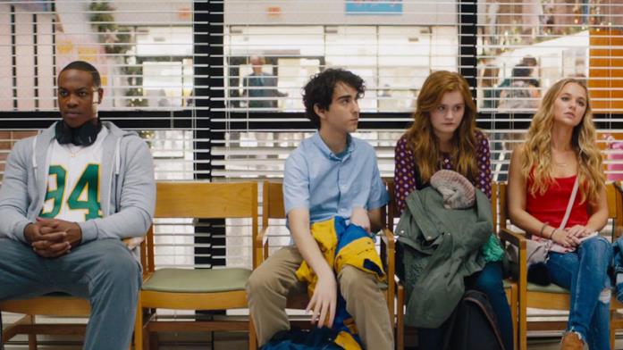 I quattro adolescenti protagonisti di Jumanji 2 Alex Wolff, Ser'Darius Blain, Madison Iseman e Morgan Turner