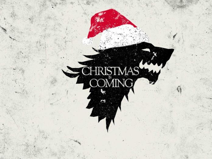 Stemma degli Stark con cappellino di Natale