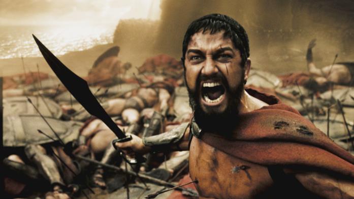 Gerard Butler nei panni di Re Leonida in 300